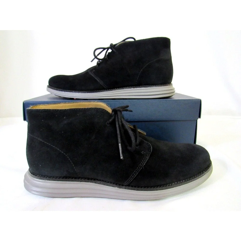 Cole Haan Chukka Boots Sz 8.5 M Lunargrand‎ Black Suede Lace Up Casual Grand Os